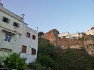 Parte do muro que protege o Kasbah de Tânger, Marrocos