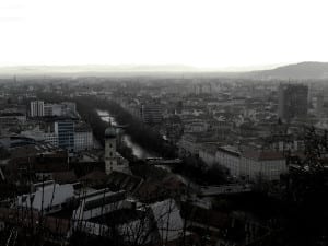 Vista de Graz, na Áustria, tirada de Schlossberg