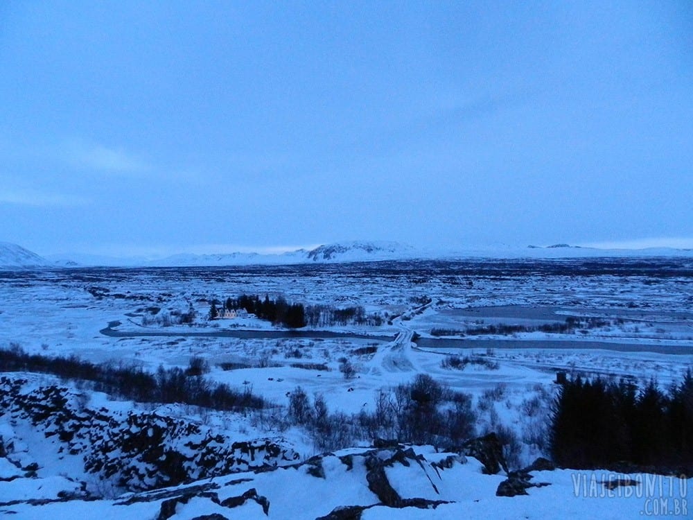 Vista do mirante de Þingvellir, Islândia