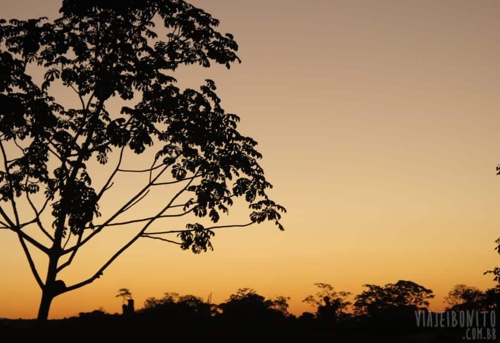 Por-do-sol pantaneiro visto durante o Safari pela Fazenda San Francisco, em Miranda, Mato Grosso do Sul