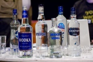 Garrafas de Vodca, bebida nascida na Rússia