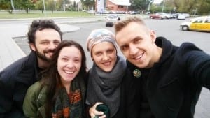 Adriano, Gisele, Erika e Romanas em Vilnius, Lituânia