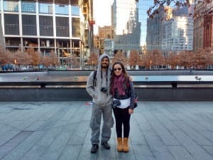 Adriano e Gisele no 9/11 Memorial, em Nova York, Estados Unidos