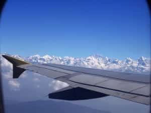 Sobrevoando próximo ao aeroporto de Paro, Butão