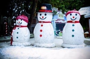 Bonecos de neve na Aldeia do Papai Noel, em Gramado