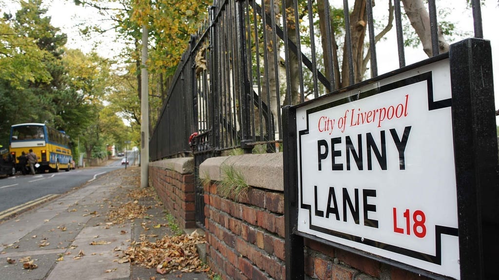 "Penny lane is in my ears and in my eyes
There beneath the blue suburban skies"