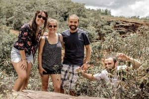 Gisele, Letícia, Pedro e Adriano na Cachoeira das Andorinhas