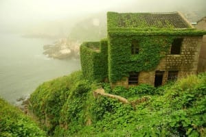 Vila abandonada tomada pela natureza