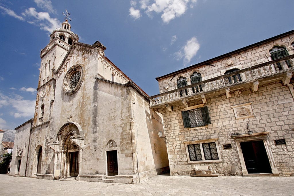 Catedral de Sâo Marcos, do século XV. Em Korcula, na Croácia