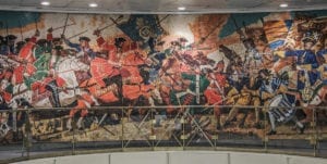 Mosaico em motivos náuticos na estação de metrô Admiralteyskaya, em São Petersburgo, Rússia