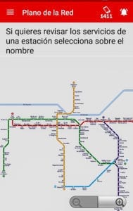 O didático aplicativo mostra o mapa do metrô de Santiago, alternativa barata para se locomover na cidade