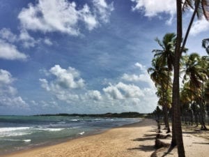 Com o mar agitado, a Praia do Paiva é localizada no interior do Recife e faz parte das praias desertas do Brasil