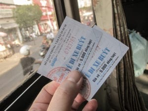Bilhetes de ônibus em Ho Chi Minh, no Vietnã