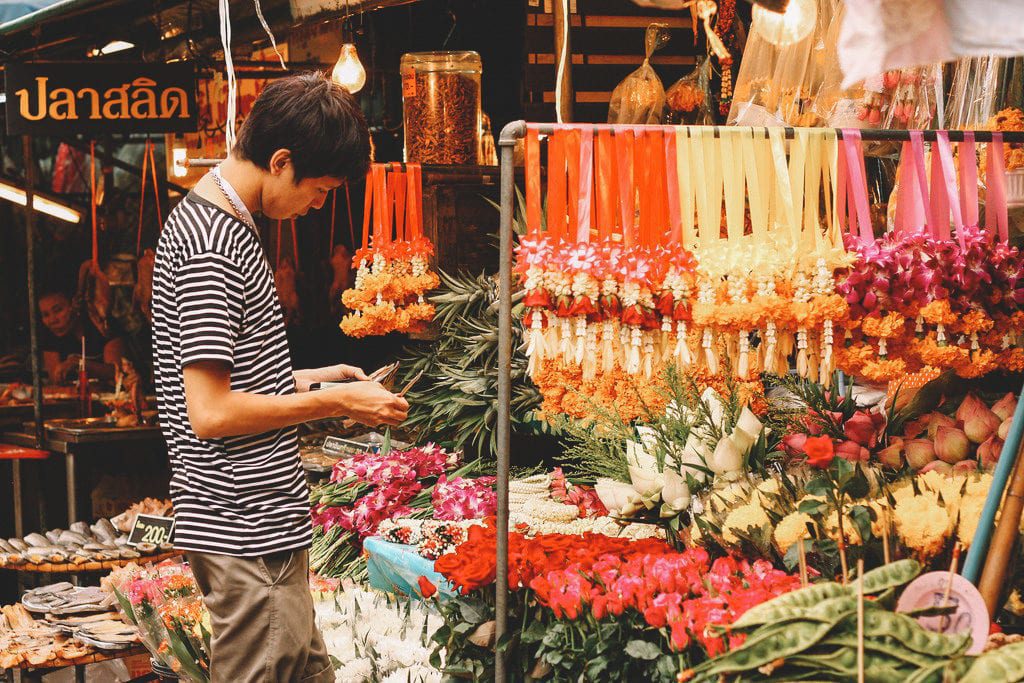 Flower Market, o mercado de flores em Bangkok, Tailândia