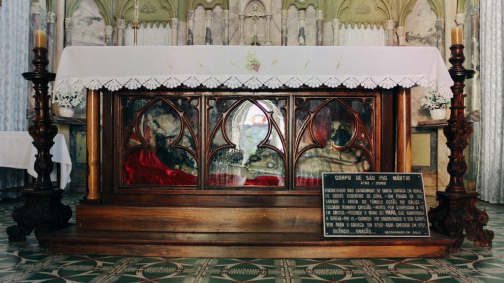 Relíquias de São Pio Mártir na Igreja do Santuário do Caraça, em Minas Gerais