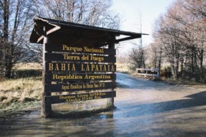 Bahia Lapataia, em Parque Nacional Tierra del Fuego, em Ushuaia, Argentina