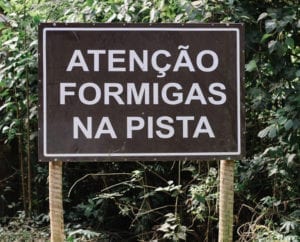 Placa de trânsito engraçada em Santana dos Montes, Minas Gerais