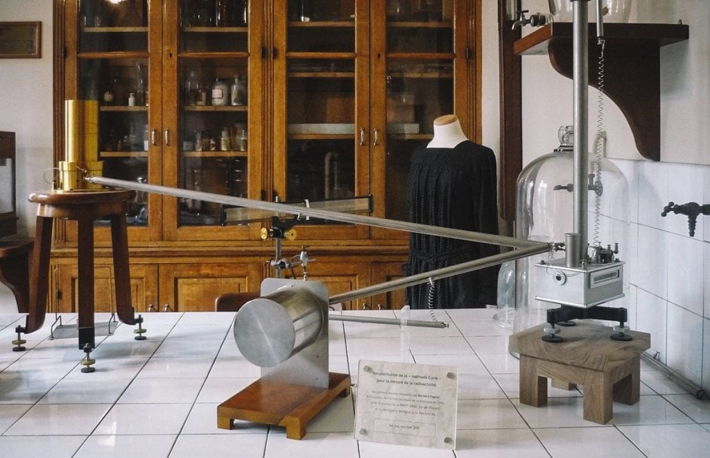 Reprodução do laboratório no Museu Curie