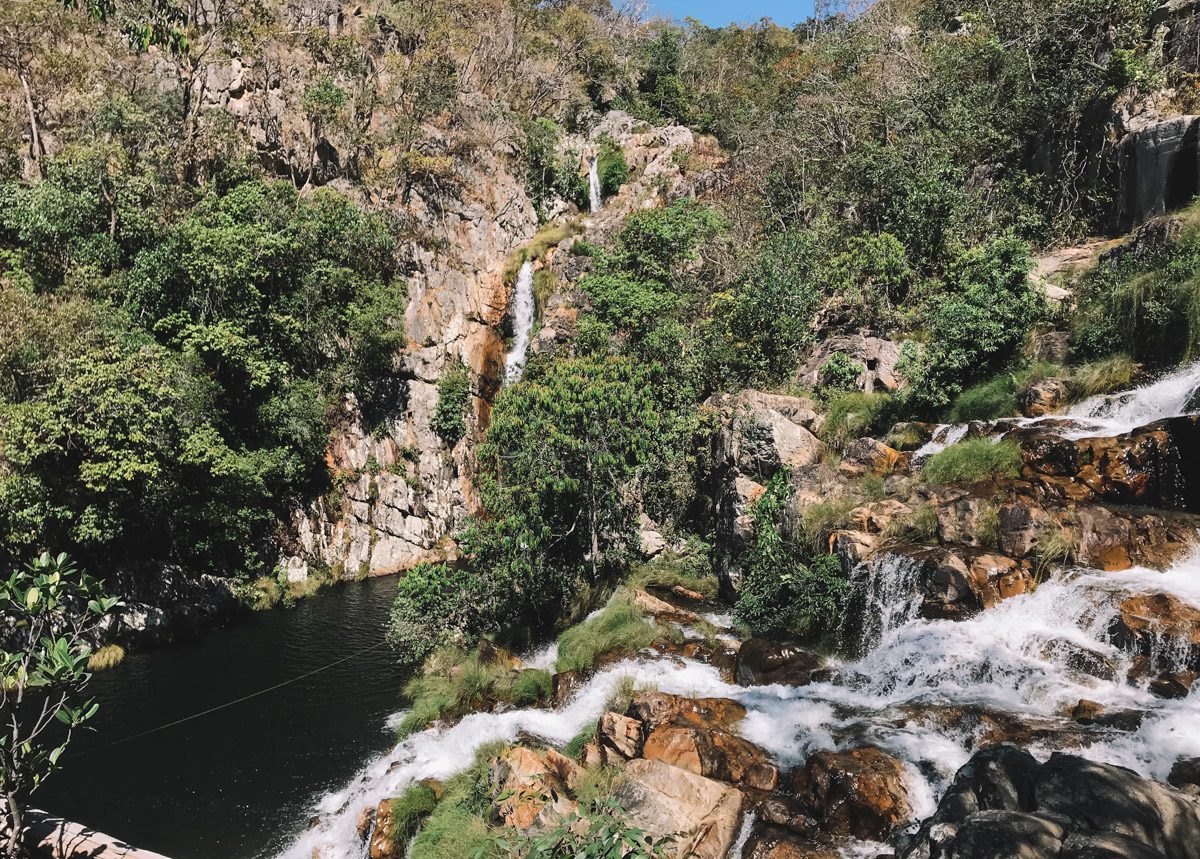 Cachoeira Capivara e cânions vistos de cima. Chapada dos Veadeiros, Goiás