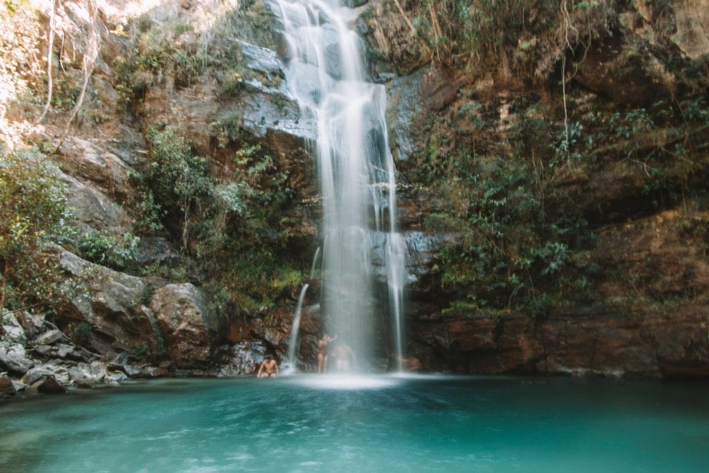 Águas cristalinas na Cachoeira Santa Bárbara, Chapada dos Veadeiros, Goiás