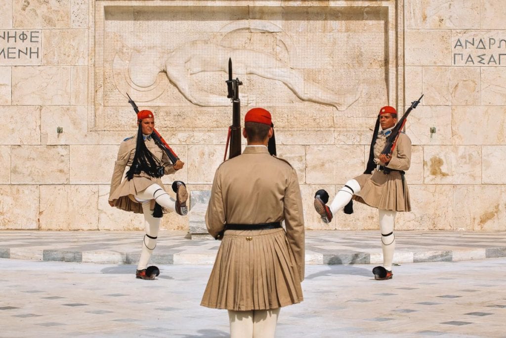Troca da guarda no Parlamento de Atenas, Grécia