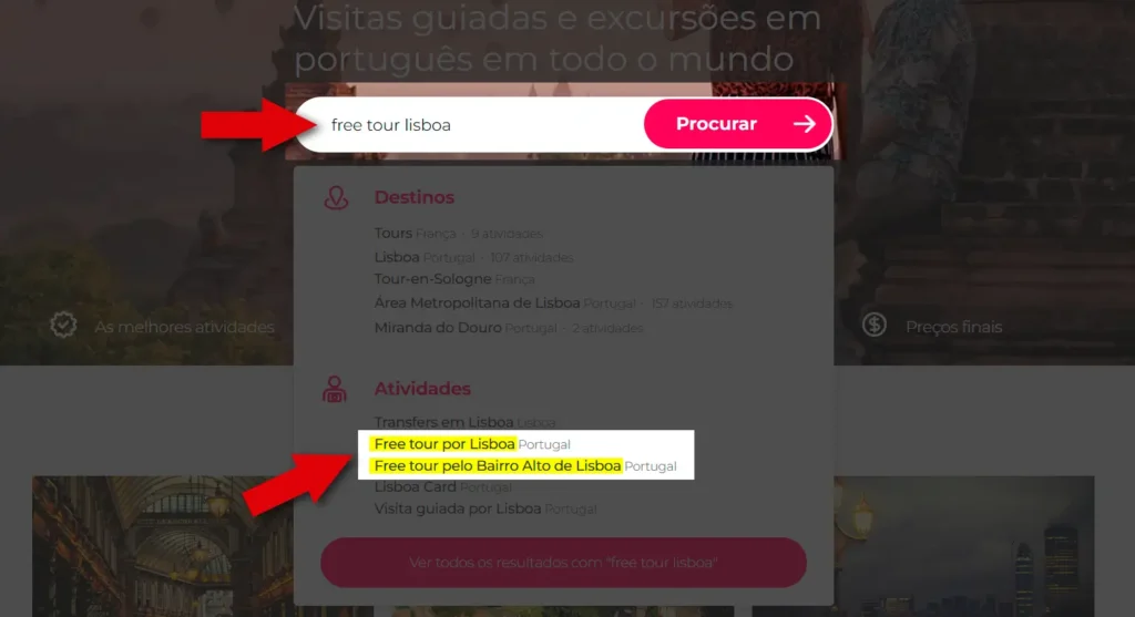 Como encontrar free tours na Civitatis