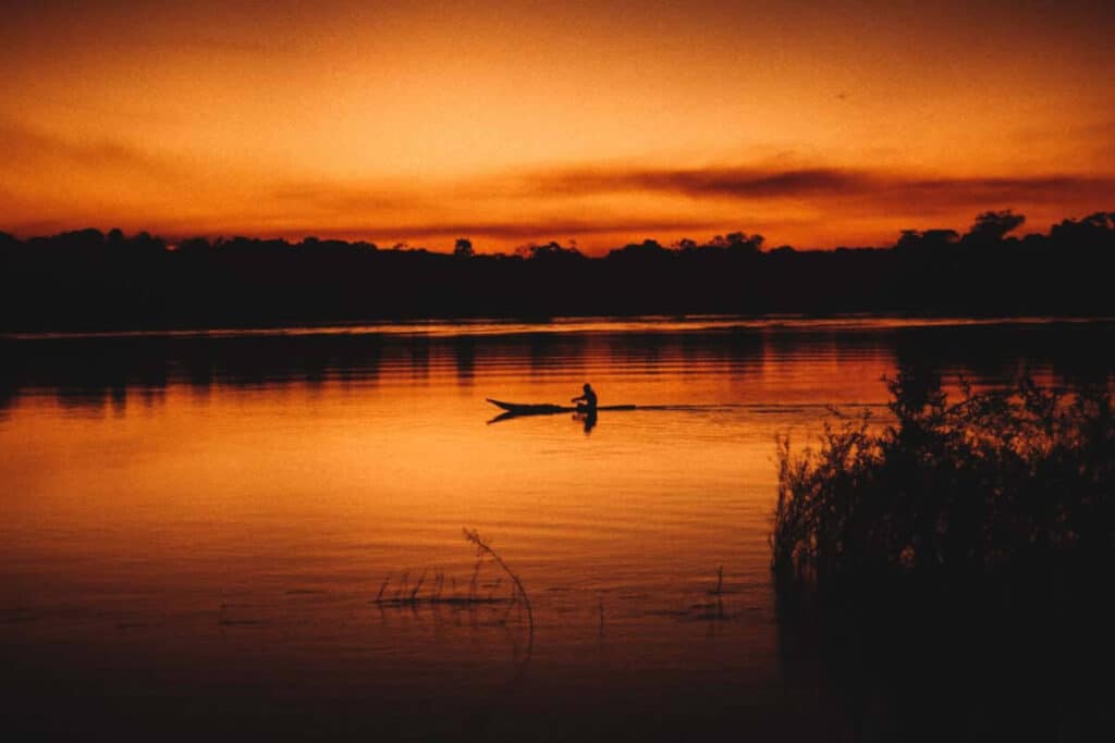 Pôr do sol na Ilha do Bananal, Tocantins