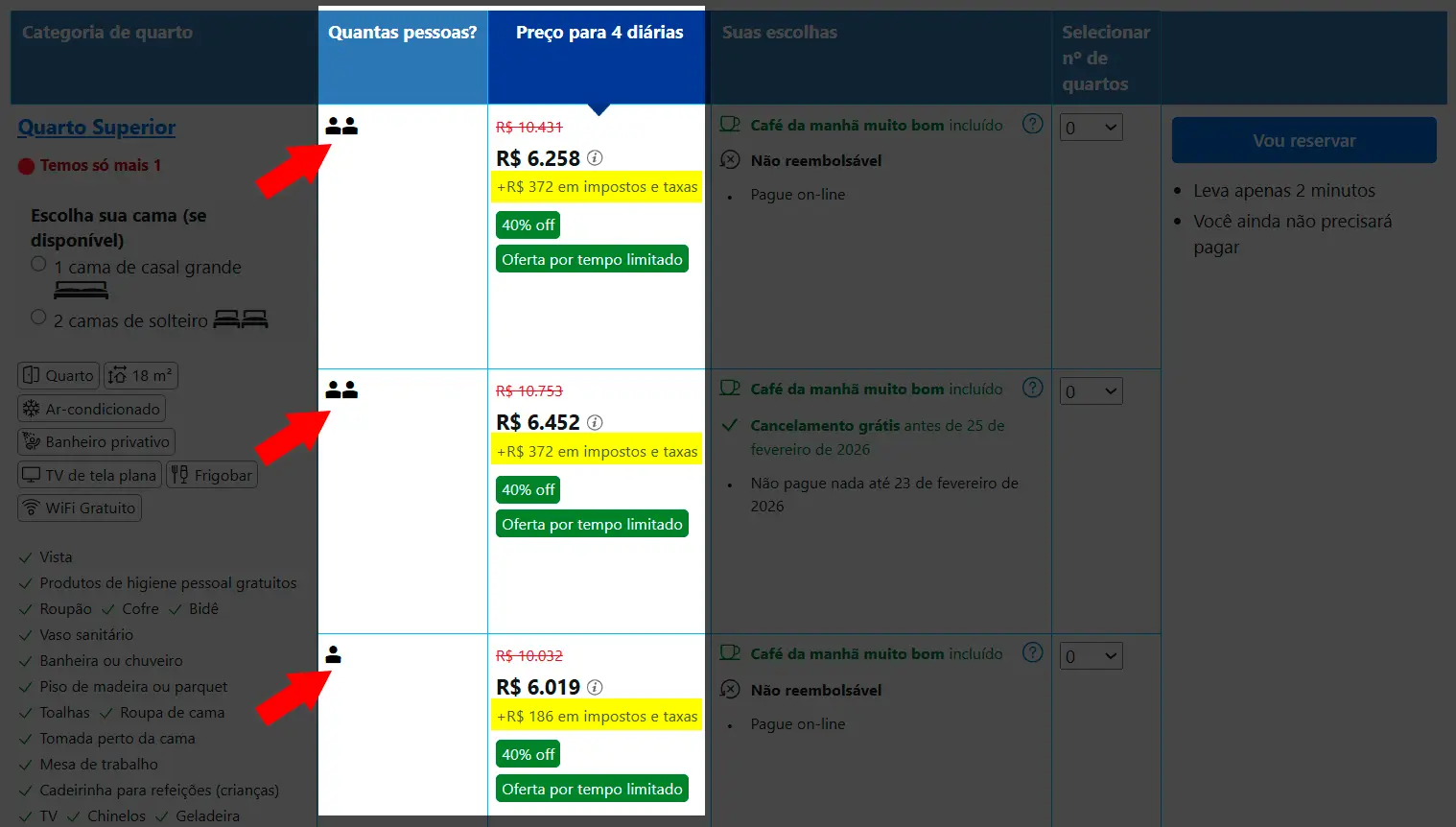 Exemplo de taxa de turismo sendo aplicada em hospedagem em Roma