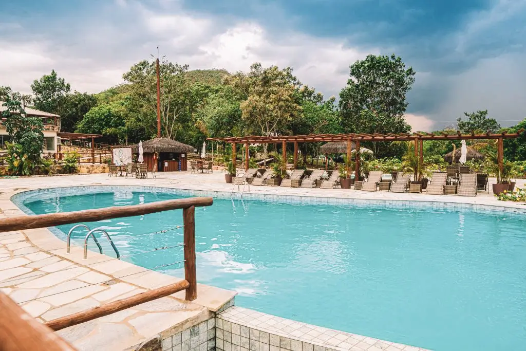 Uma das piscinas da Pousada Renascer Park, em Pirenópolis