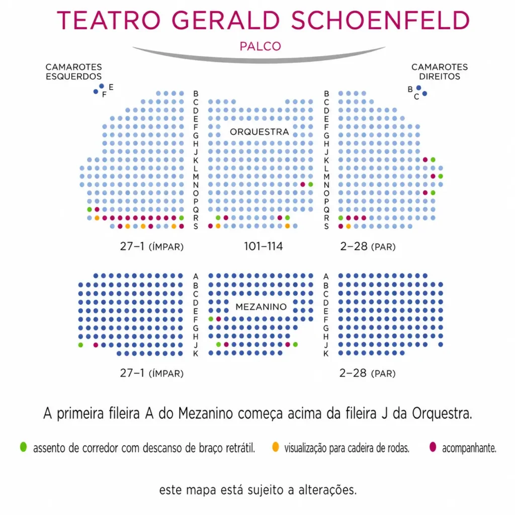 Mapa de assentos do Gerald Schoenfeld Theatre, em Nova York