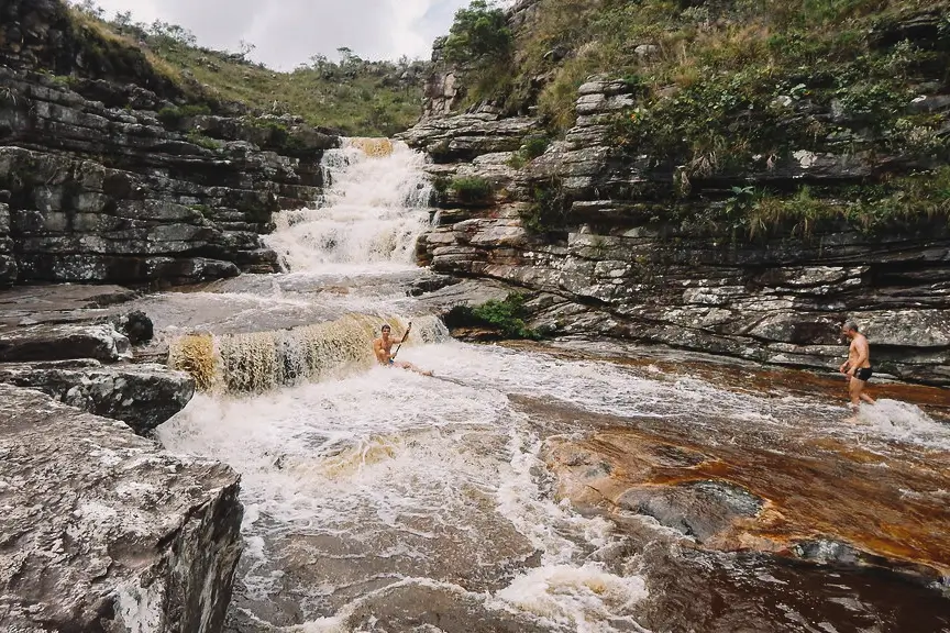 Parte de cima da Cachoeira do Tabuleiro, na Serra do Cipó, MG