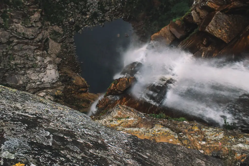 Cachoeira do Tabuleiro vista de cima durante o segundo dia de travessia