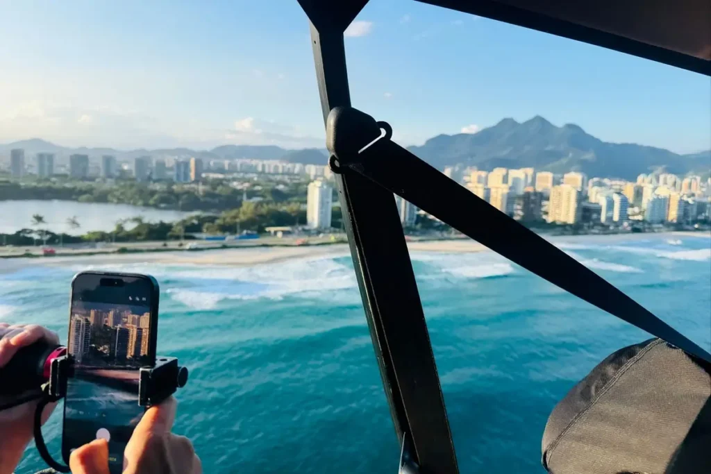 Vista do passeio de helicóptero no Rio de Janeiro